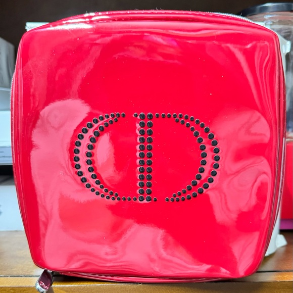 NEW Christian Dior Studded CD Logo Red Cosmetic Bag in Box - Picture 6 of 6